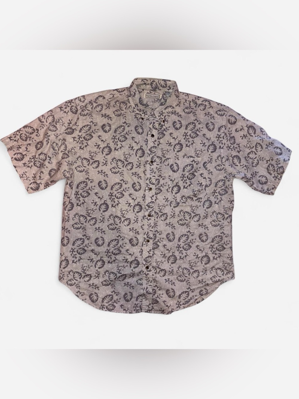 vtg 90s leaf & vine print short sleeve button-up - bugle boy company, sz xl EUC!